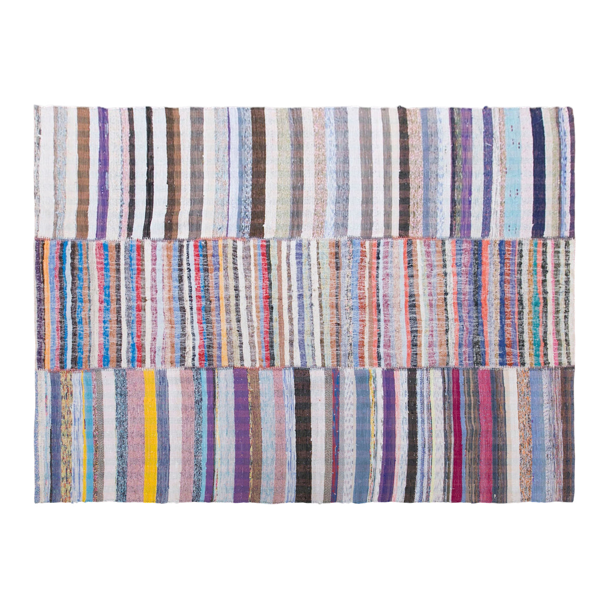 Vintage Turkish Minimal Kilim Rug, 207 × 255 cm / 6.8 x 8.4 ft Handmade Wool Flatweave Rug