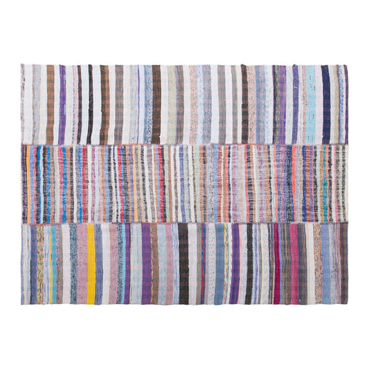 Vintage Turkish Minimal Kilim Rug, 207 × 255 cm / 6.8 x 8.4 ft Handmade Wool Flatweave Rug