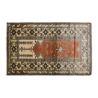 Vintage Milas Prayer Rug, 125 x 220 cm / 4 x 7 ft Handmade Wool Rug