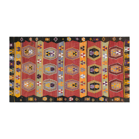 Vintage Konya Kilim, 185 x 360 cm / 6.1 x 12 feet