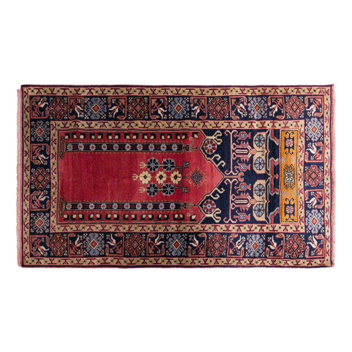 Vintage Konya Prayer Rug, 120 × 200 cm / 3.9 x 6.6 ft Handmade Wool Rug
