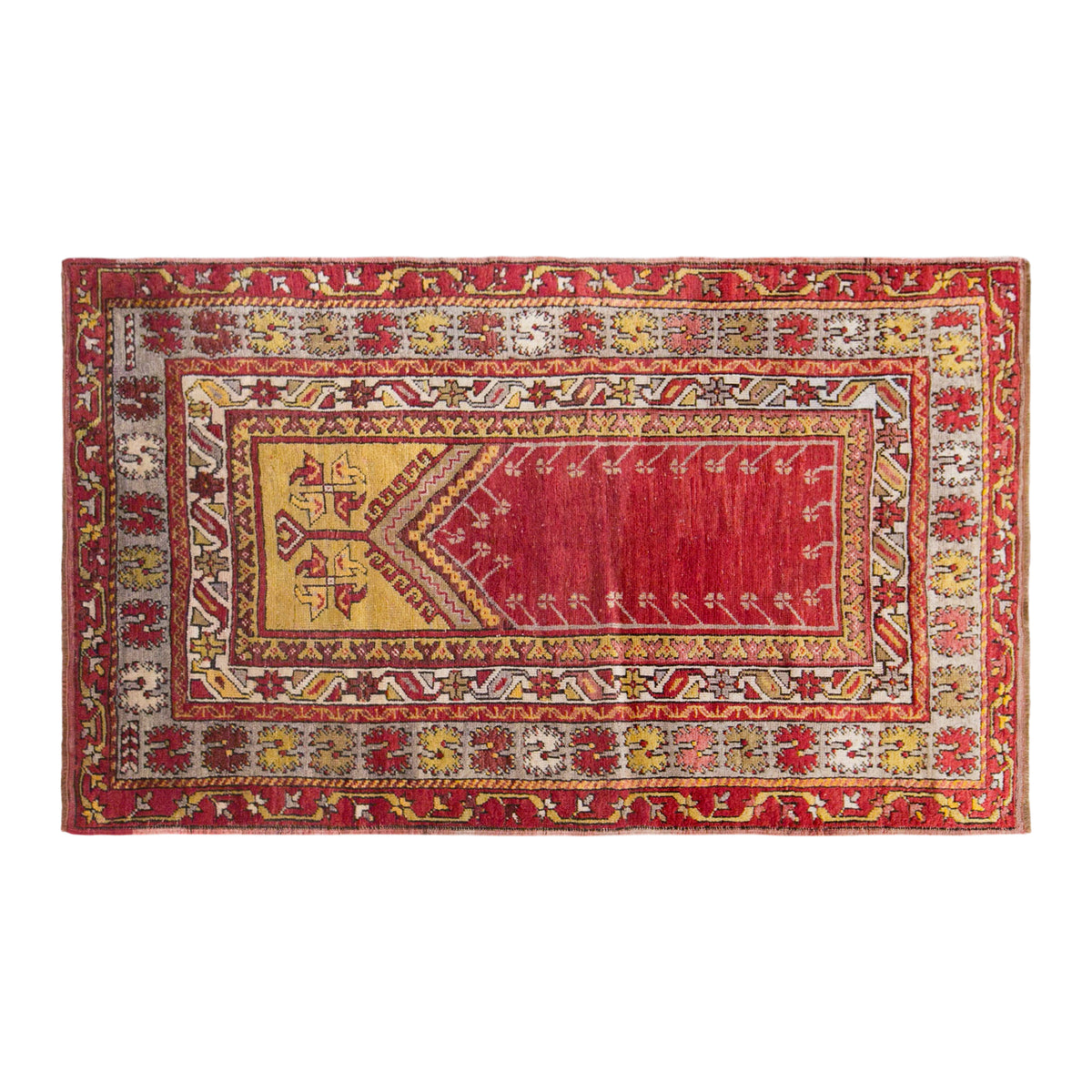 Vintage Konya Prayer Rug, 107 × 166 cm / 3.5 x 5.4 ft Handmade Wool Rug