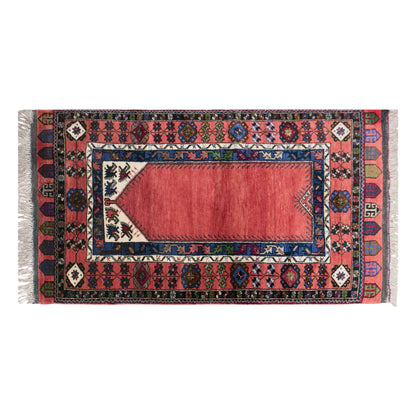 Vintage Konya Prayer Rug, 112 × 195 cm / 3.7 x 6.4 ft Handmade Wool Rug