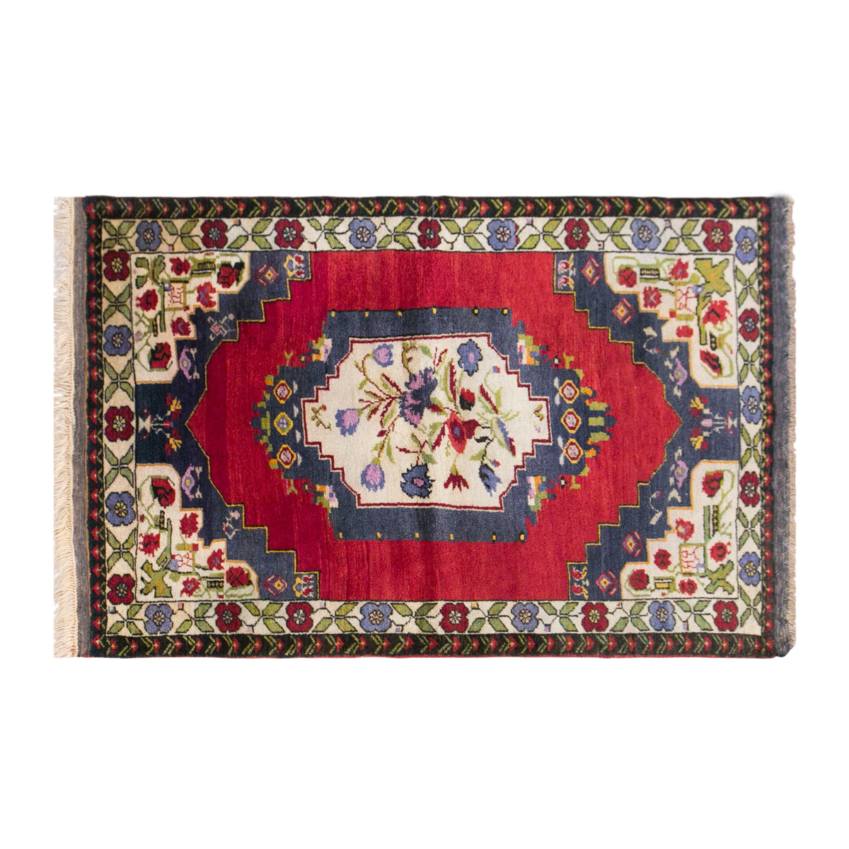 Vintage Konya Karapinar Rug, 130 × 181 cm / 4.3 x 5.9 ft Handmade Wool Rug