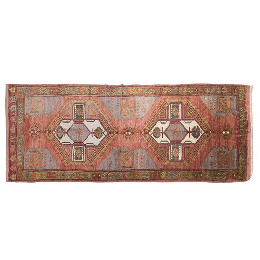 Vintage Turkish Rug, 140 × 280 cm / 4.6 x 9.2 ft Rug, Handmade Wool Anatolian Rug