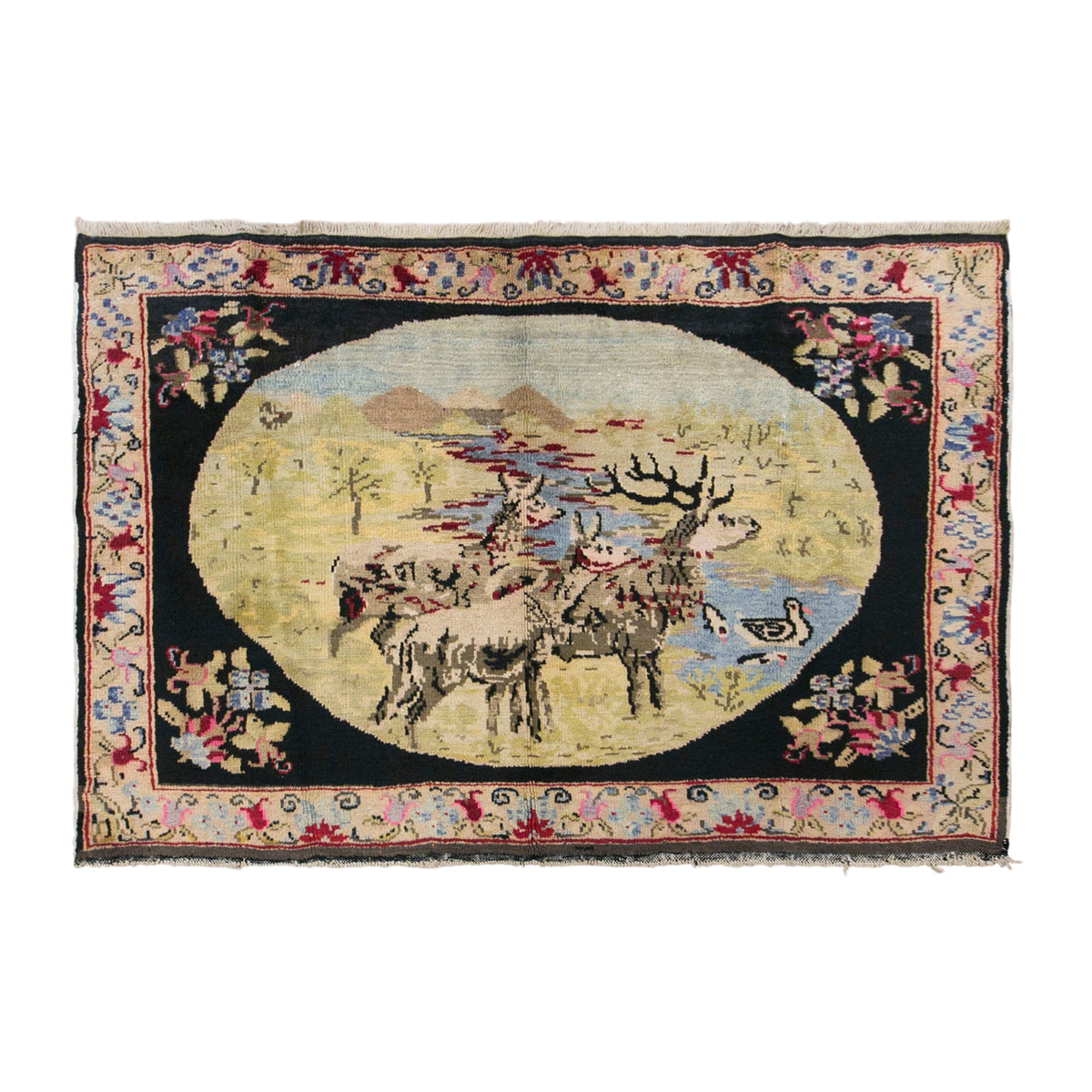 Etsy Title  Vintage Konya Pictorial Rug, 117 × 170 cm / 3.8 x 5.6 ft Handmade Wool Rug