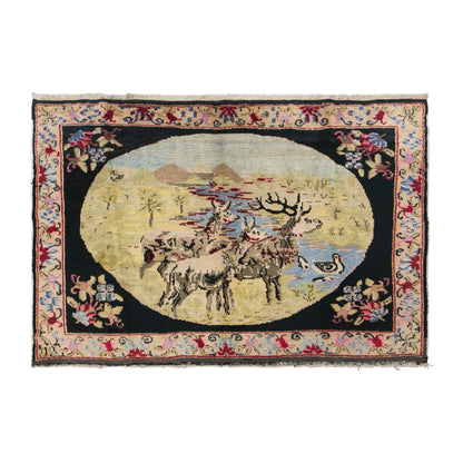 Etsy Title  Vintage Konya Pictorial Rug, 117 × 170 cm / 3.8 x 5.6 ft Handmade Wool Rug