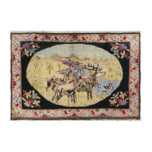 Etsy Title  Vintage Konya Pictorial Rug, 117 × 170 cm / 3.8 x 5.6 ft Handmade Wool Rug