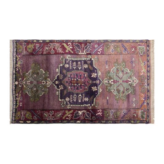 Vintage Konya Karapinar Rug, 125 × 190 cm / 4.1 x 6.2 ft Handmade Wool Rug