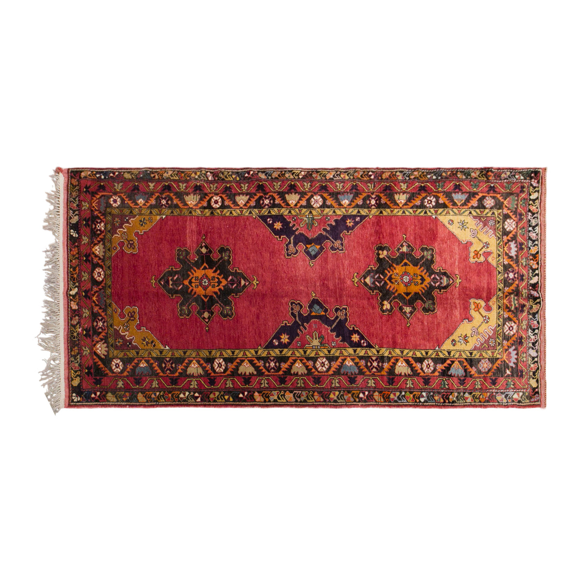 Vintage Konya Derbent Rug, 152 × 310 cm / 5 x 10 ft Rug, Handmade Wool Turkish Rug