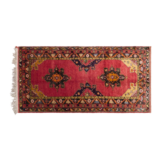 Vintage Konya Derbent Rug, 152 × 310 cm / 5 x 10 ft Rug, Handmade Wool Turkish Rug