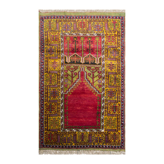 Vintage Konya Prayer Rug, 132 x 350 cm / 4.3 x 11 ft Handmade Wool Rug