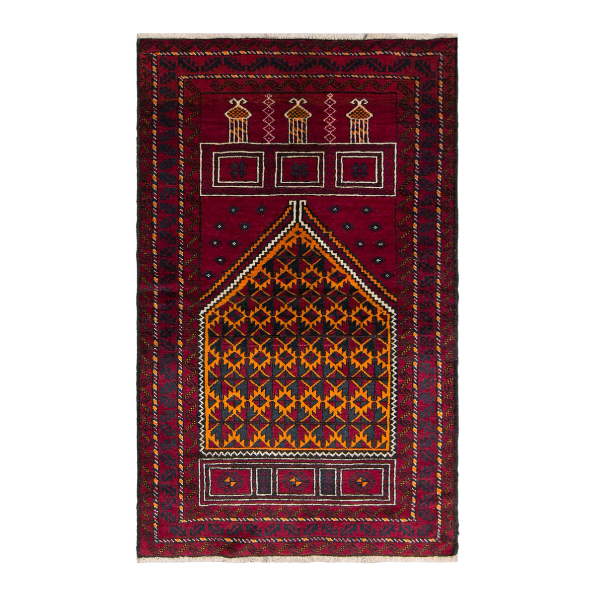 Vintage Turkmen Prayer Rug, 90 × 150 cm / 3 x 4.9 ft Handmade Wool Rug