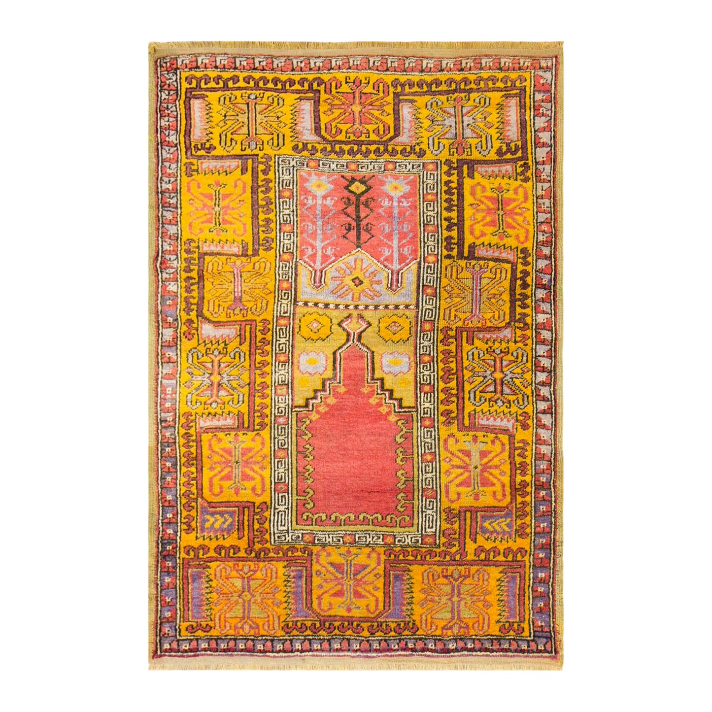 Vintage Konya Prayer Rug, 118 × 160 cm / 3.9 x 5.2 ft Handmade Wool Rug