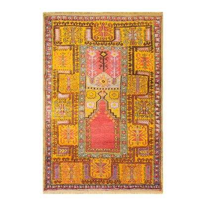 Vintage Konya Prayer Rug, 118 × 160 cm / 3.9 x 5.2 ft Handmade Wool Rug