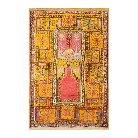 Vintage Konya Prayer Rug, 118 × 160 cm / 3.9 x 5.2 ft Handmade Wool Rug