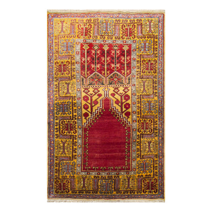 Vintage Konya Prayer Rug, 145 × 230 cm / 4.8 x 7.5 ft Handmade Wool Rug