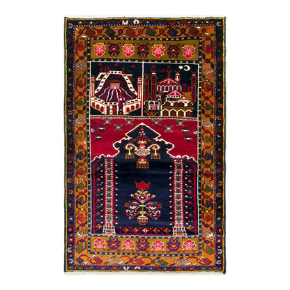 Vintage Konya Prayer Rug, 102 × 195 cm / 3.3 x 6.4 ft Handmade Wool Rug