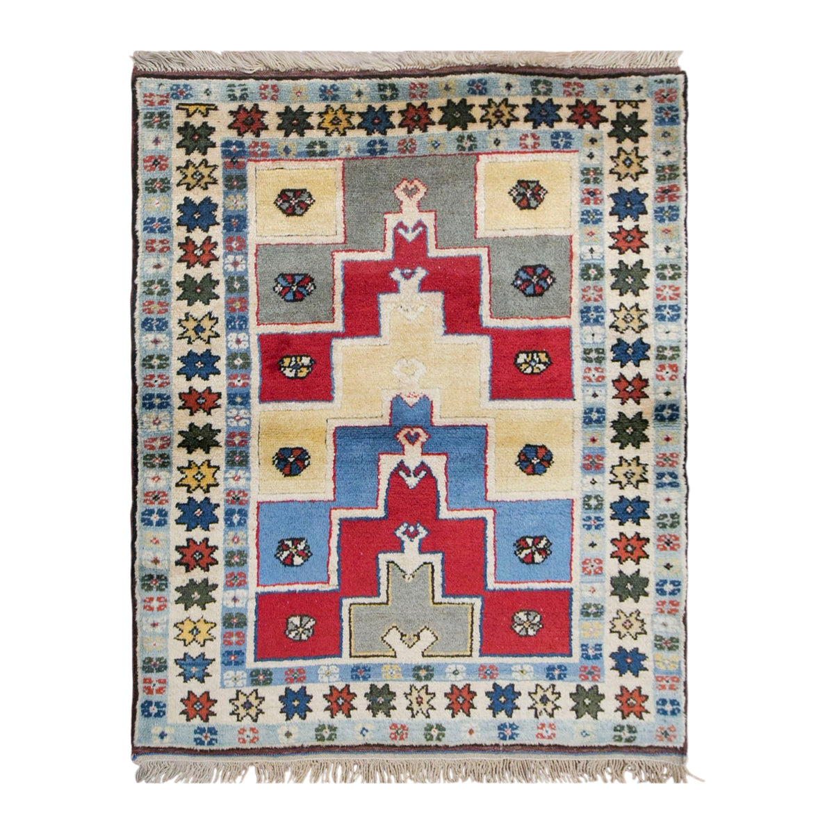 Vintage Turkish Rug, 105 × 117 cm / 3.4 x 3.8 ft Handmade Wool Rug