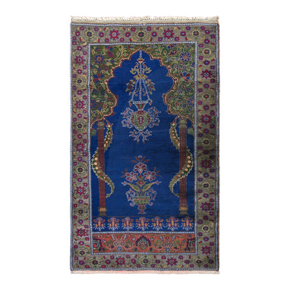 Vintage Konya Prayer Rug, 115 × 200 cm / 3.8 x 6.6 ft Handmade Wool Rug