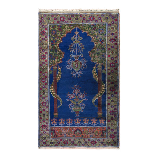 Vintage Konya Prayer Rug, 115 × 200 cm / 3.8 x 6.6 ft Handmade Wool Rug