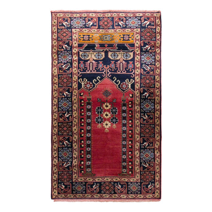 Vintage Konya Prayer Rug, 120 × 200 cm / 3.9 x 6.6 ft Handmade Wool Rug