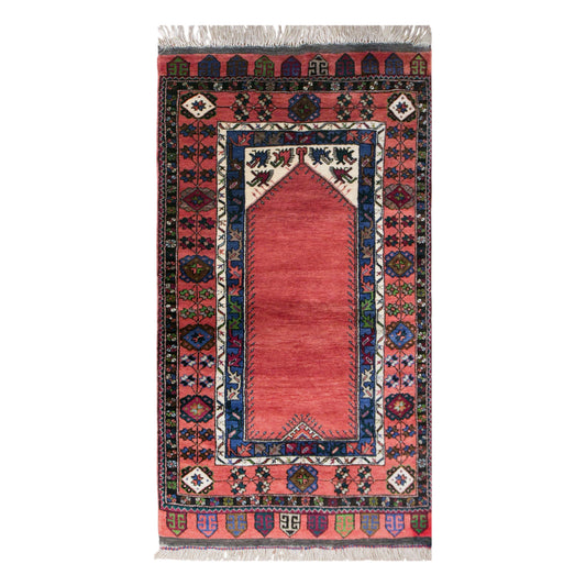 Vintage Konya Prayer Rug, 112 × 195 cm / 3.7 x 6.4 ft Handmade Wool Rug