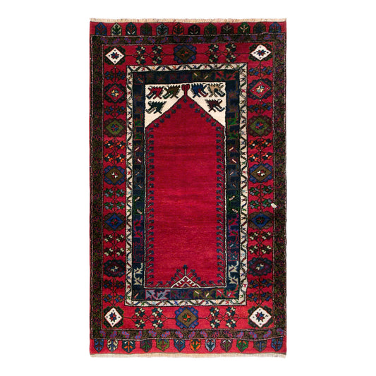 Vintage Konya Prayer Rug, 117 × 200 cm / 3.8 x 6.6 ft Handmade Wool Rug