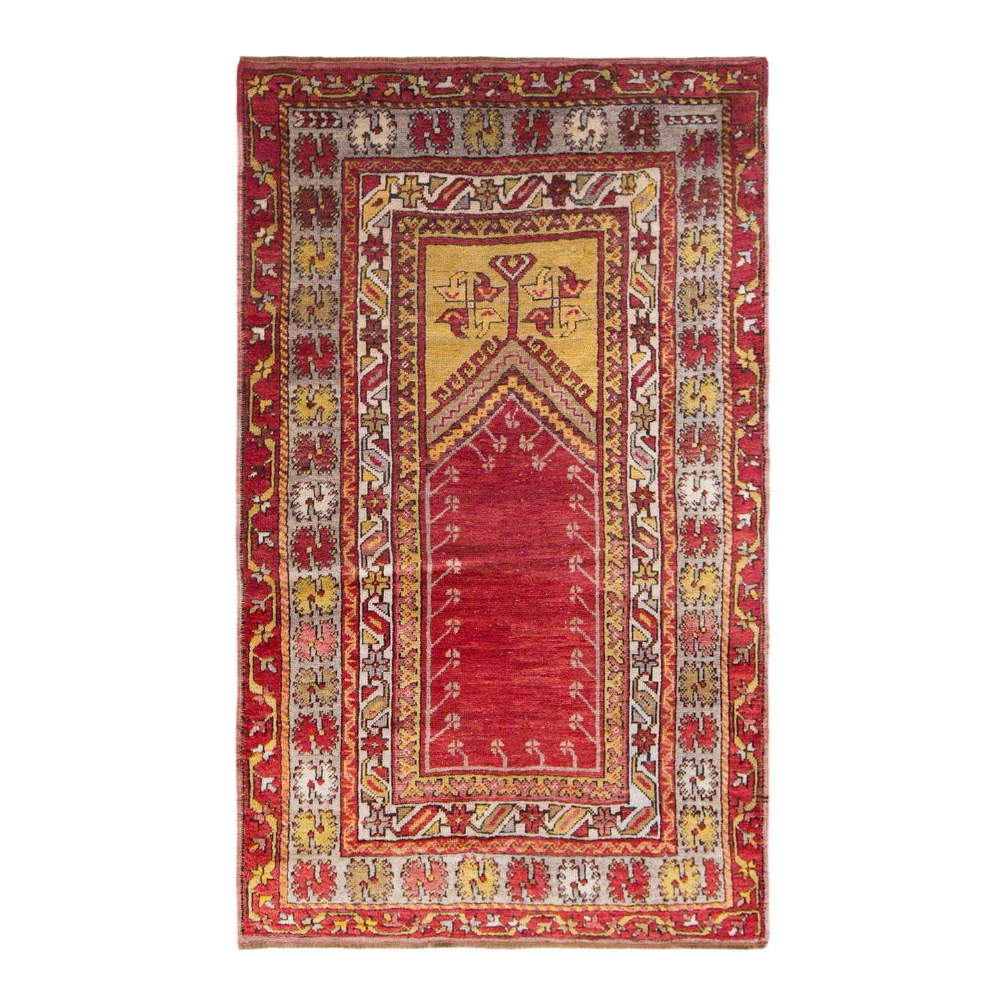 Vintage Konya Prayer Rug, 107 × 166 cm / 3.5 x 5.4 ft Handmade Wool Rug