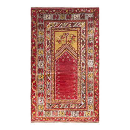 Vintage Konya Prayer Rug, 107 × 166 cm / 3.5 x 5.4 ft Handmade Wool Rug