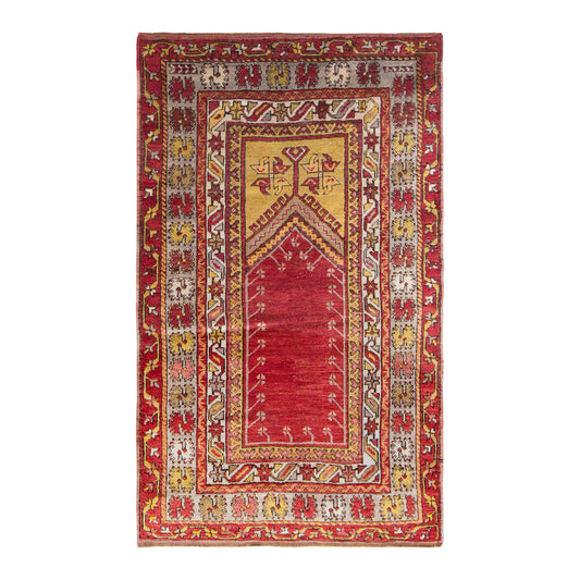 Vintage Konya Prayer Rug, 107 × 166 cm / 3.5 x 5.4 ft Handmade Wool Rug