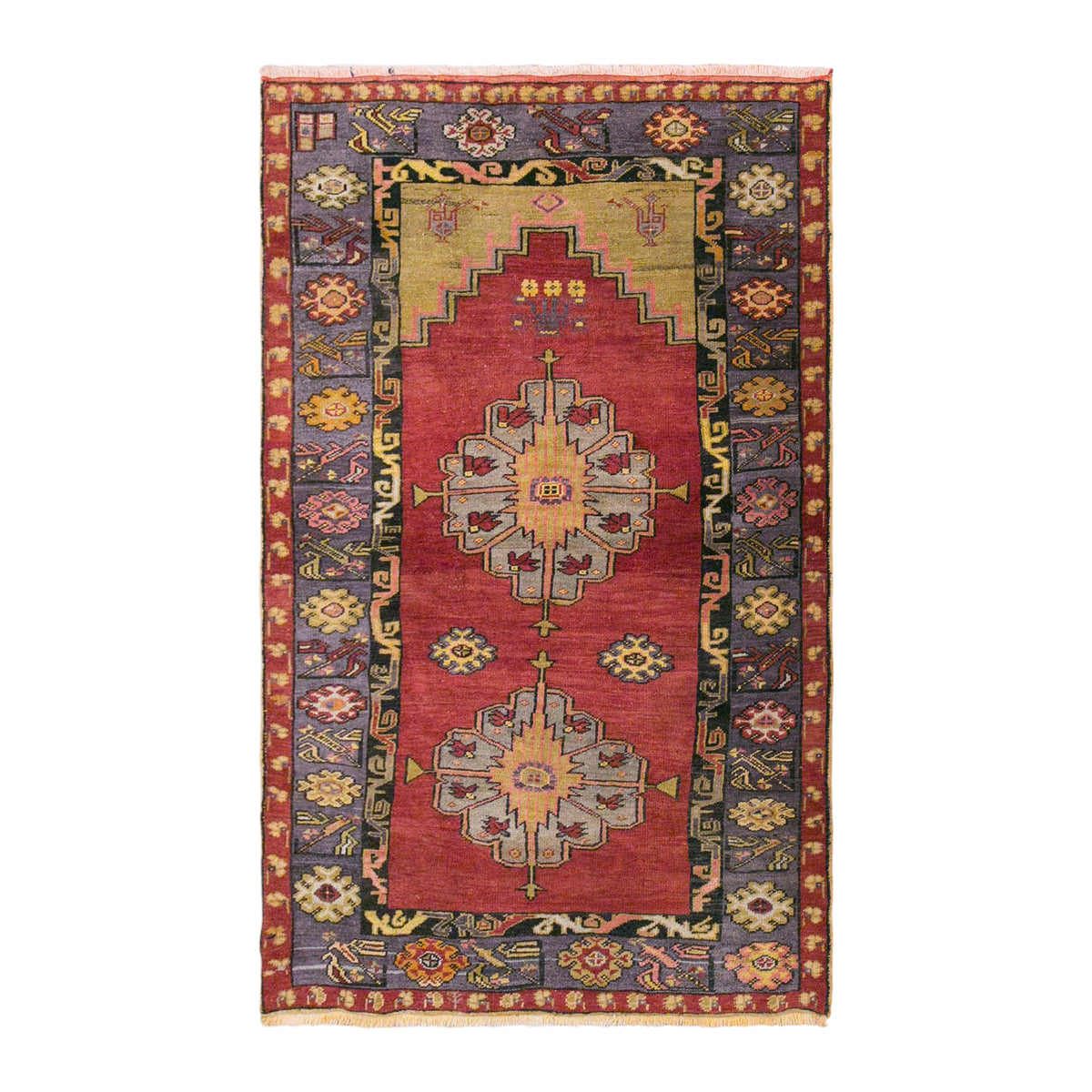 Vintage Konya Sille Rug, 115 × 180 cm / 3.8 x 5.9 ft Handmade Wool Rug
