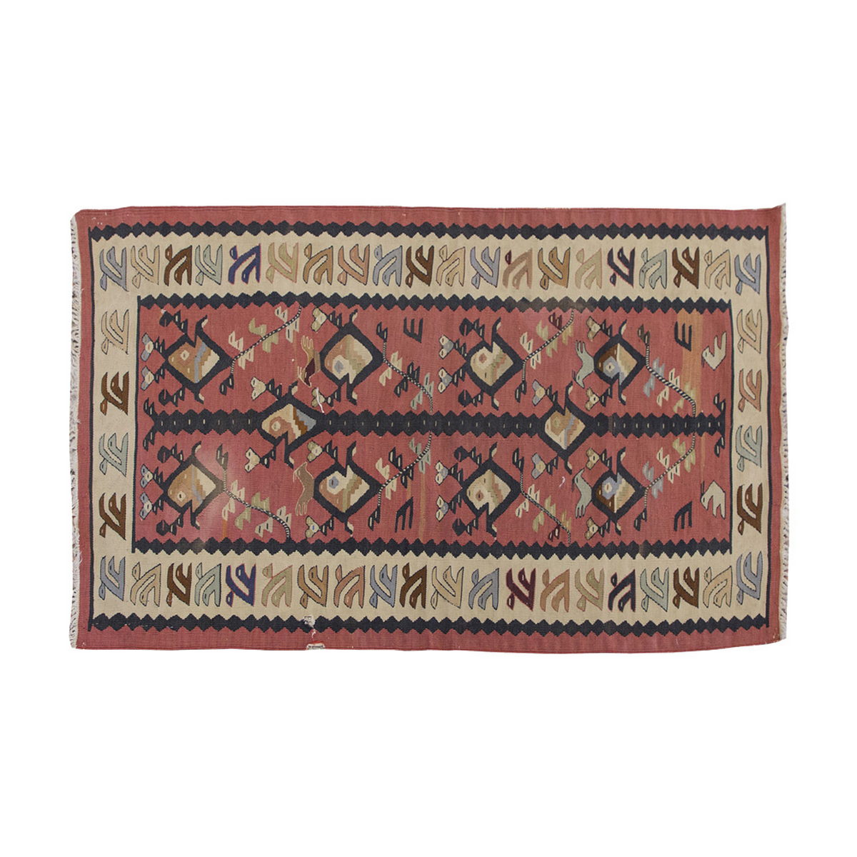 Vintage Kilim Rug,BesarabianKilim 2'4" x 4'6" feet 71 x 137 cm