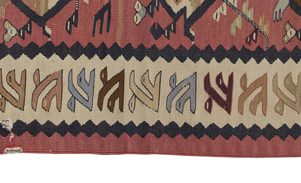 Vintage Kilim Rug,BesarabianKilim 2'4" x 4'6" feet 71 x 137 cm