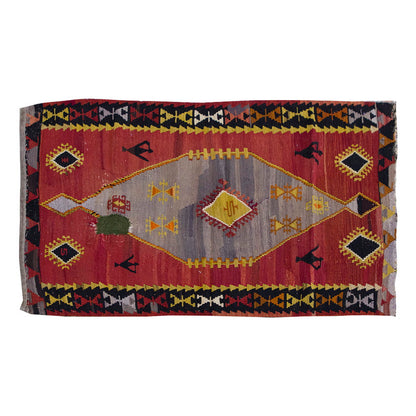 Vintage Kilim Rug,Emirdağ Kilim 3" x 4'6" feet 89 x 138 cm