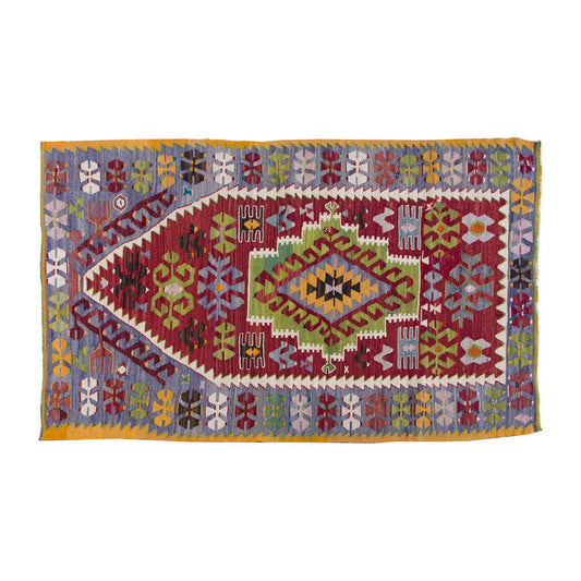 Vintage Denizli Kilim Rug, Oushak Area Kilim 3" x 5" feet 92 x 150 cm