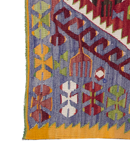 Vintage Denizli Kilim Rug, Oushak Area Kilim 3" x 5" feet 92 x 150 cm