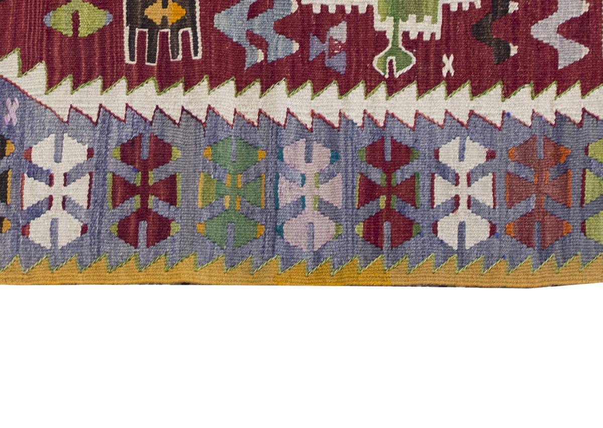Vintage Denizli Kilim Rug, Oushak Area Kilim 3" x 5" feet 92 x 150 cm