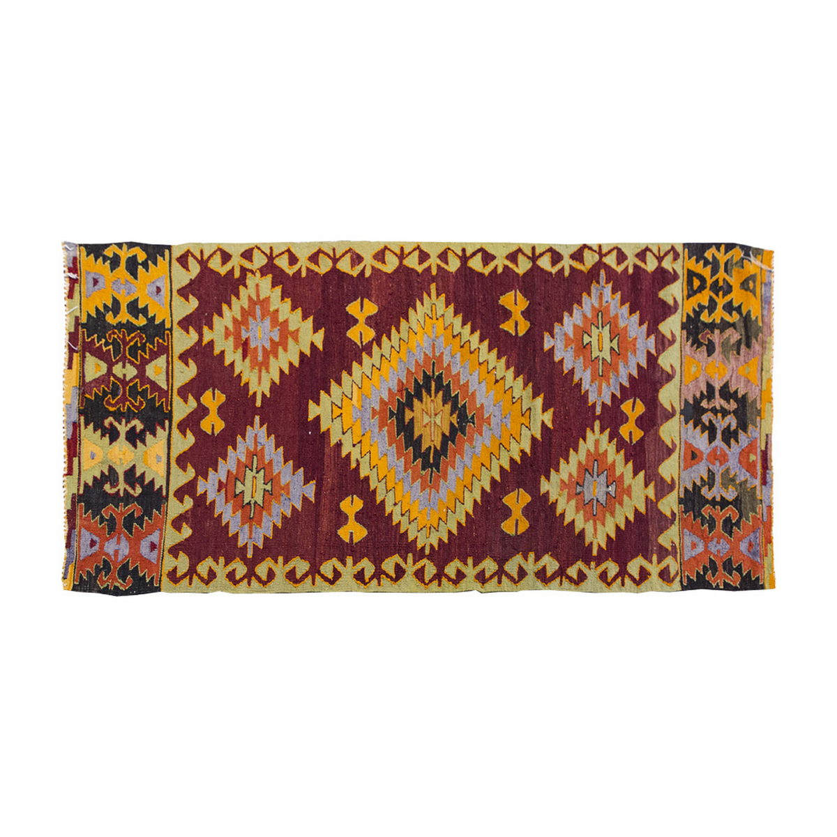 Vintage Kilim Rug,Denizli Kilim 3" x 6" feet 92 x 183 cm