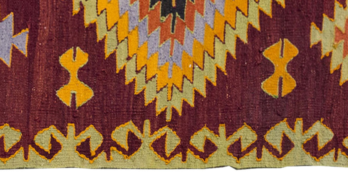Vintage Kilim Rug,Denizli Kilim 3" x 6" feet 92 x 183 cm
