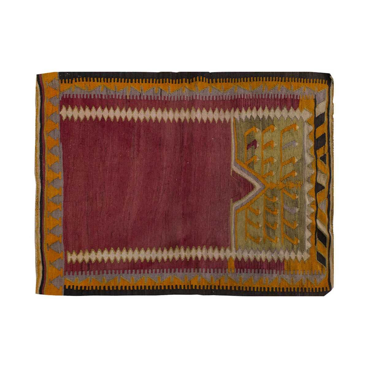 Vintage Kilim Rug,Konya Kilim 3'1" x 4'2" feet 95 x 127 cm
