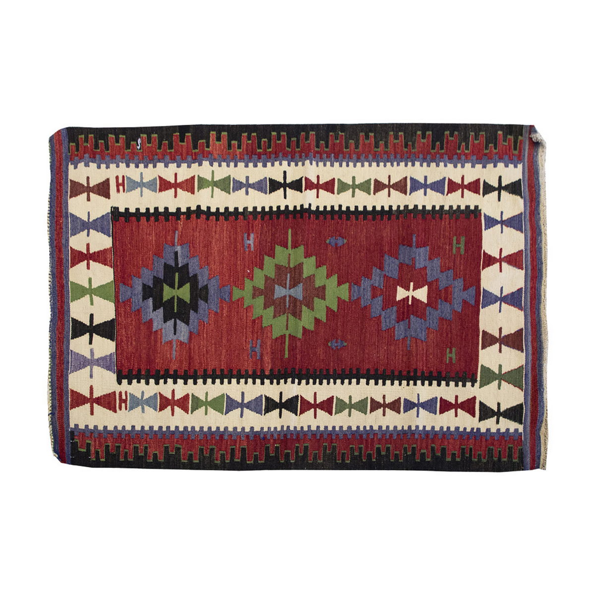 Vintage Kilim Rug, Oushak Area Kilim 3'1" x 4'4" feet 95 x 133 cm
