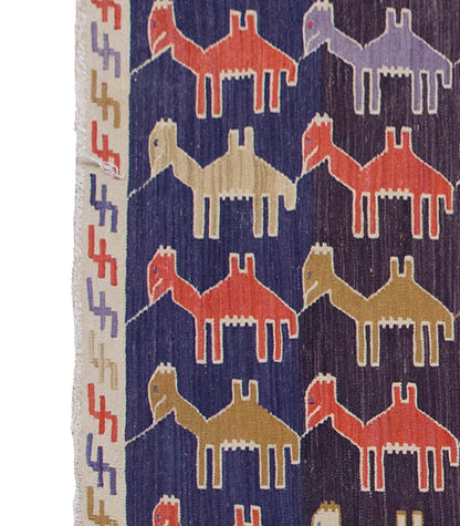Vintage Kilim Rug, Konya Kilim 3'2" x 6" feet 96 x 184 cm