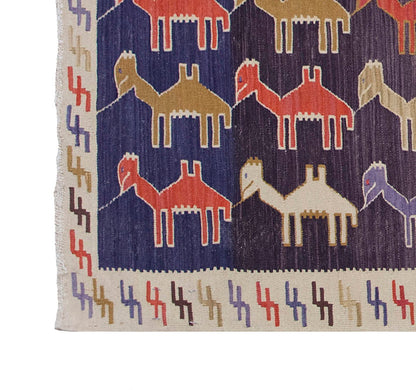 Vintage Kilim Rug, Konya Kilim 3'2" x 6" feet 96 x 184 cm