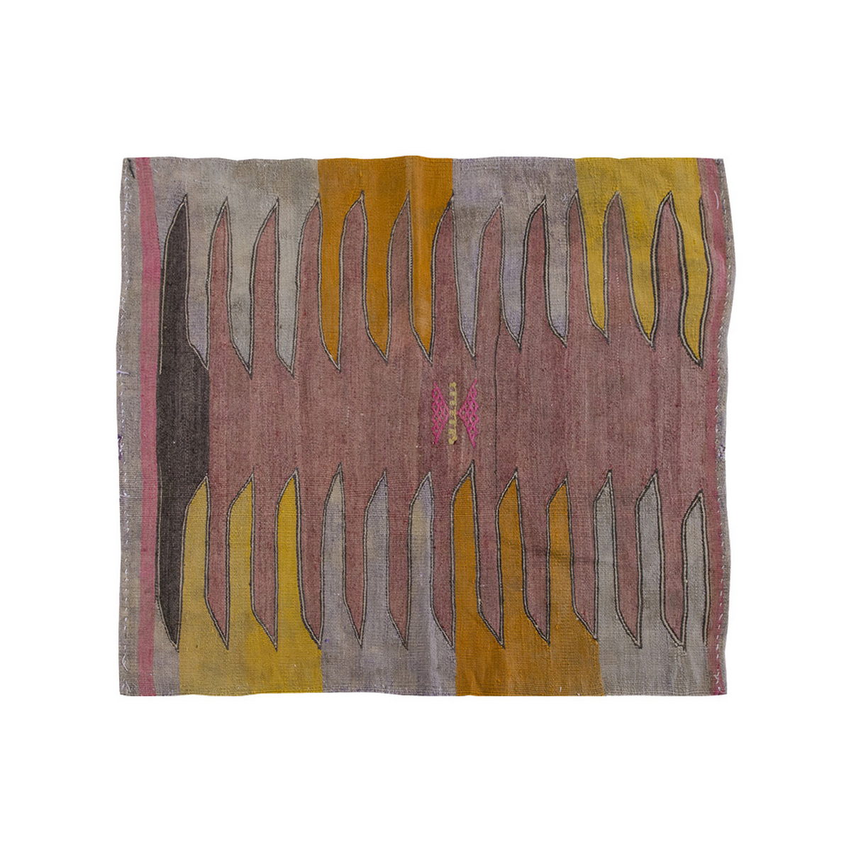 Vintage Kilim Rug,Bodrum Milas Kilim 3'3" x 3'7" feet 98 x 109 cm
