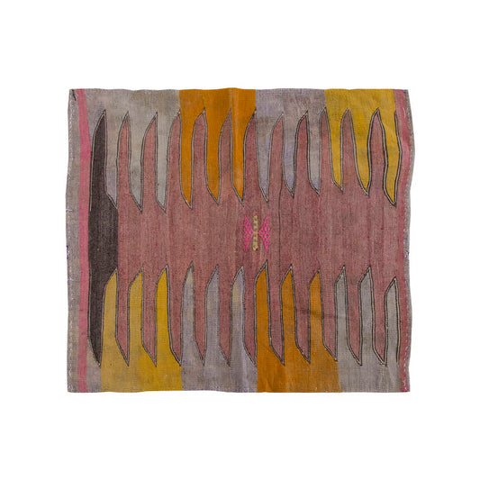 Vintage Kilim Rug,Bodrum Milas Kilim 3'3" x 3'7" feet 98 x 109 cm