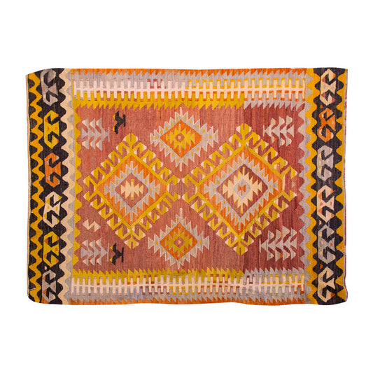 Vintage Kilim Rug,Denizli Eşme Kilim 3'3" x 4'8" feet 100 x 142 cm
