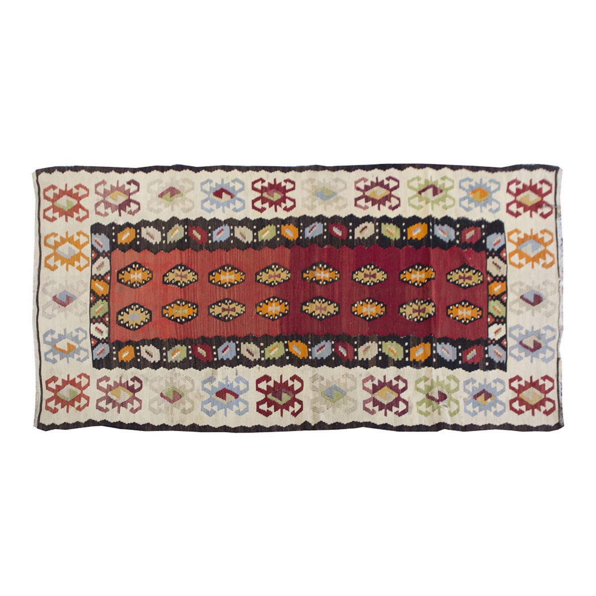 Vintage Kilim Rug,Besarabian Kilim 3'3" x 7" feet 98 x 210 cm