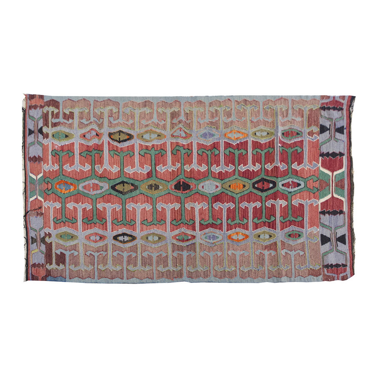 Vintage Kilim Rug,Denizli Kilim 3'4" x 6'5" feet 102 x 195 cm