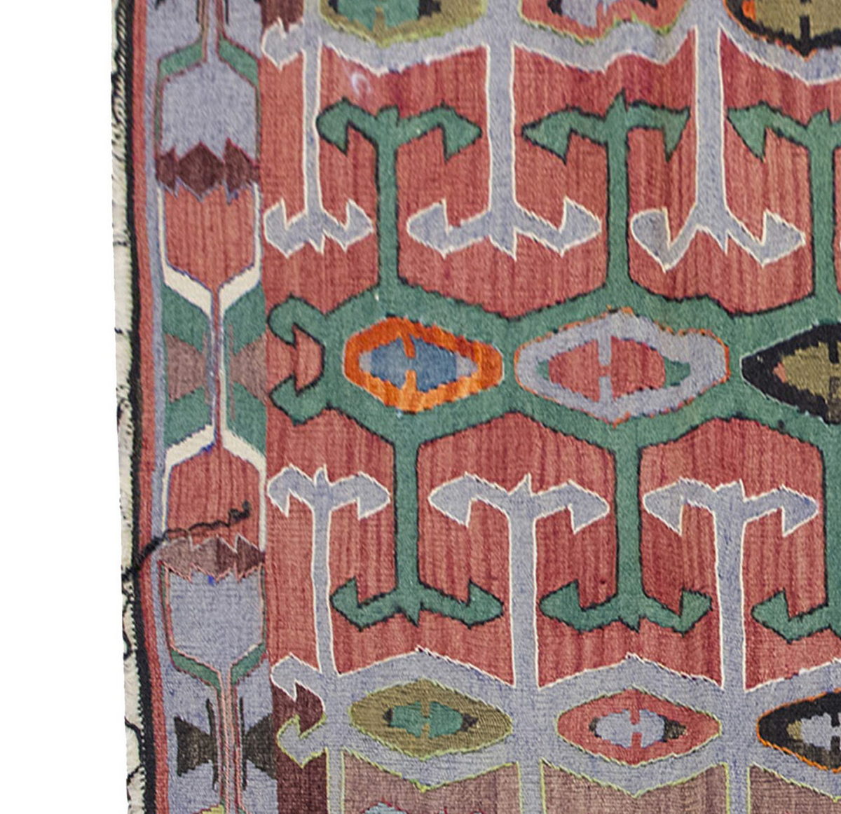 Vintage Kilim Rug,Denizli Kilim 3'4" x 6'5" feet 102 x 195 cm